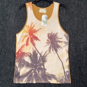 Distortion Tank Top Mens Medium Sleeveless Palm Trees Beach Travel Summer